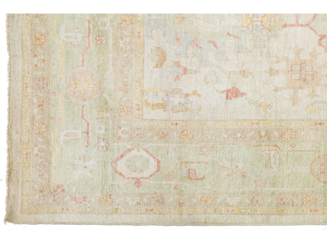 Modern Oushak Wool Rug 14 X 19