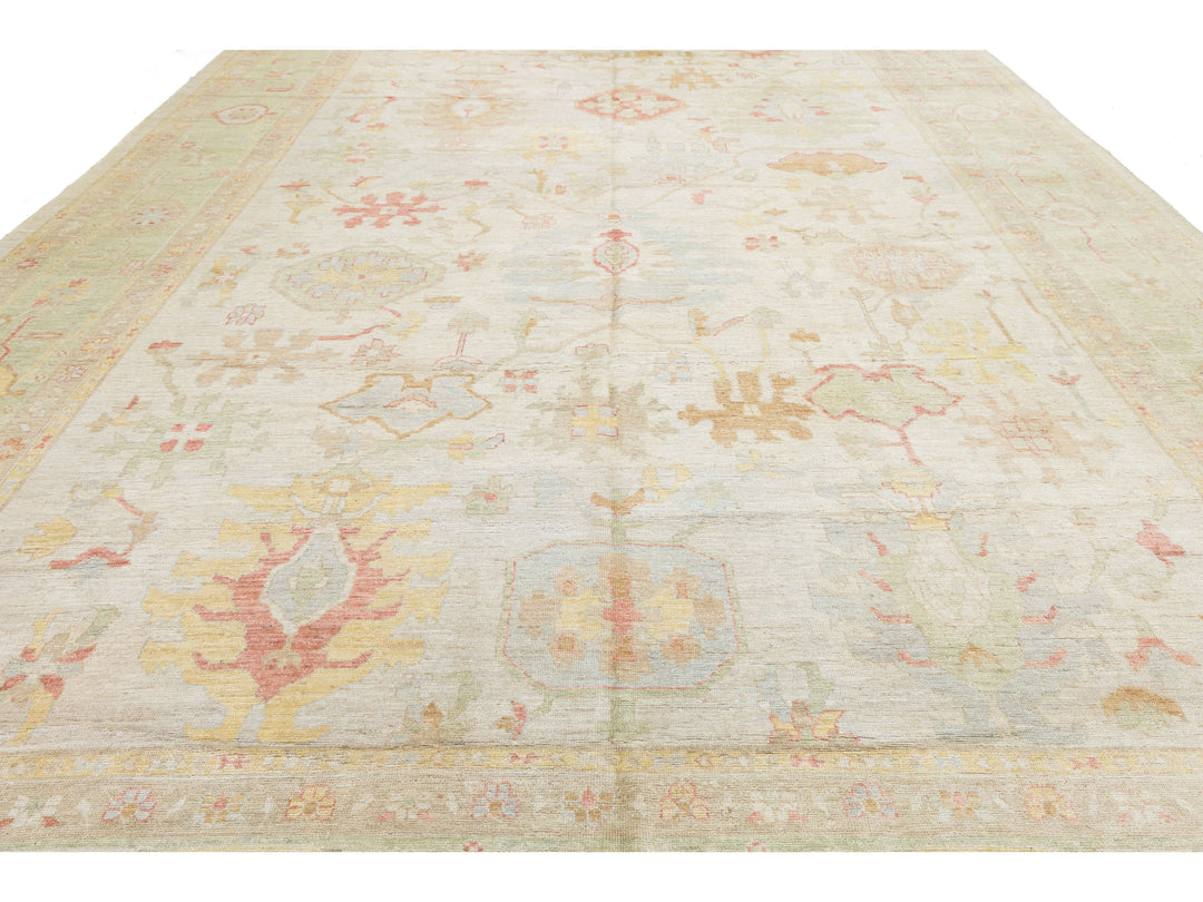 Modern Oushak Wool Rug 14 X 19