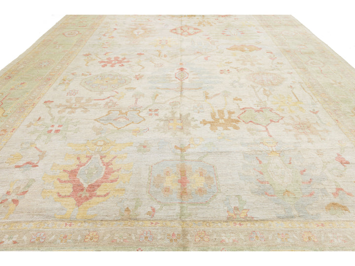 Modern Oushak Wool Rug 14 X 19