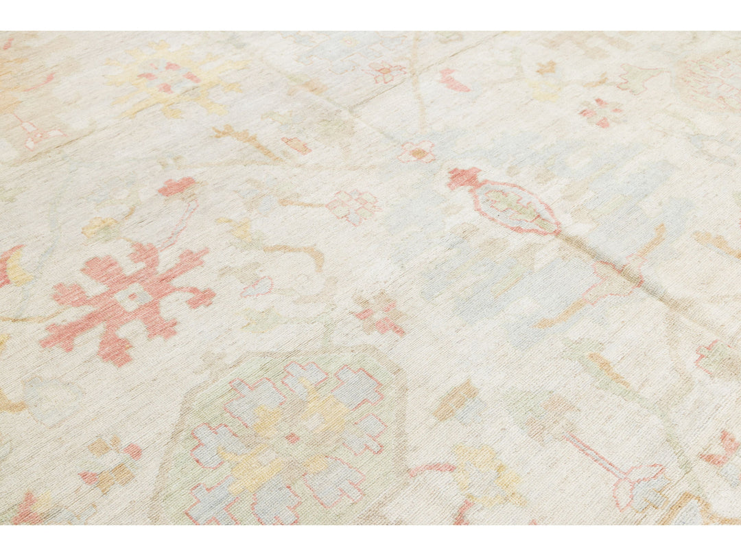 Modern Oushak Wool Rug 14 X 19