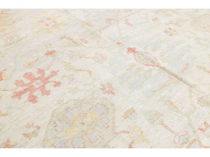 Modern Oushak Wool Rug 14 X 19