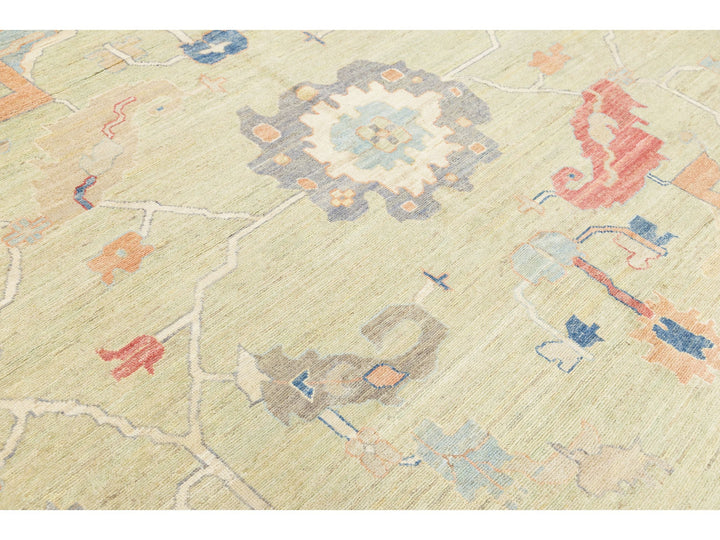 Modern Oushak Wool Rug 12 X 16