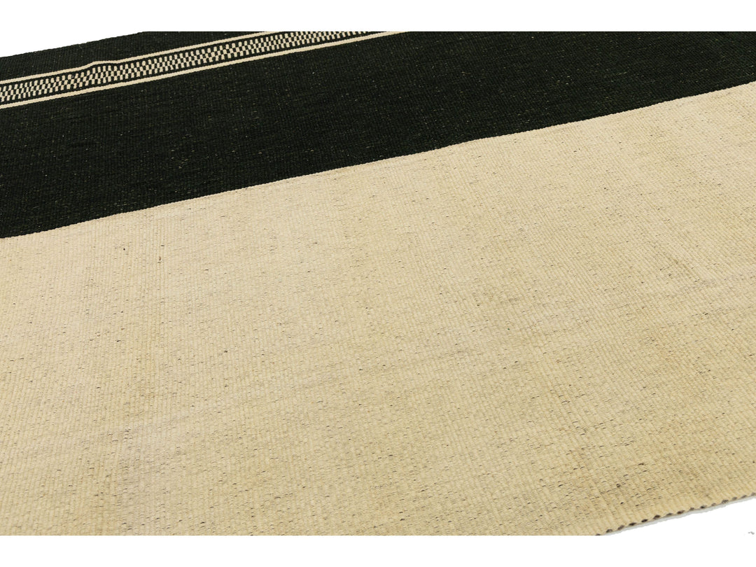 Modern Kilim Flatweave Wool Rug 9 X 13