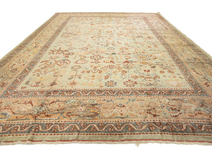 Antique Turkish Oushak Wool Rug 13 X 18