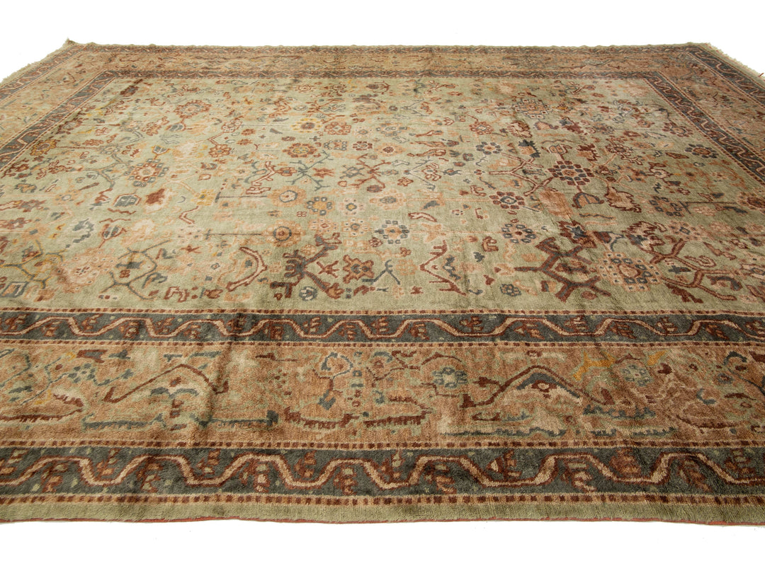 Antique Turkish Oushak Wool Rug 13 X 18