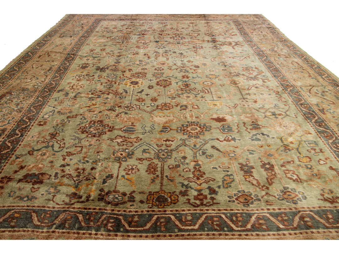 Antique Turkish Oushak Wool Rug 13 X 18