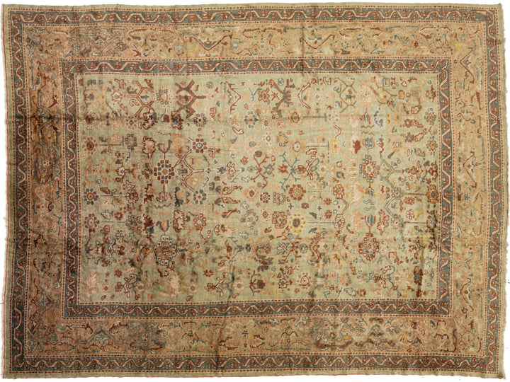 Antique Turkish Oushak Wool Rug 13 X 18