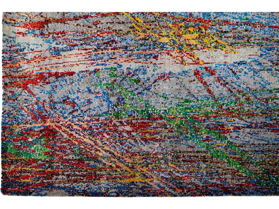 Modern Wool and Silk Rug 10 X 14