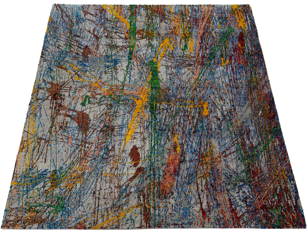 Modern Wool and Silk Rug 10 X 14