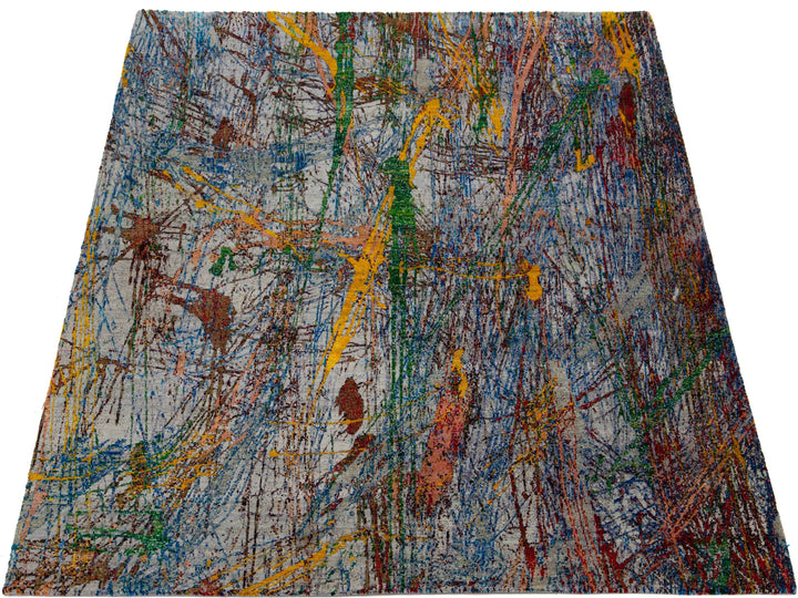 Modern Wool and Silk Rug 10 X 14