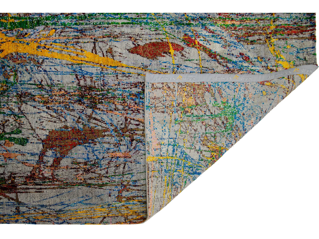 Modern Wool and Silk Rug 10 X 14