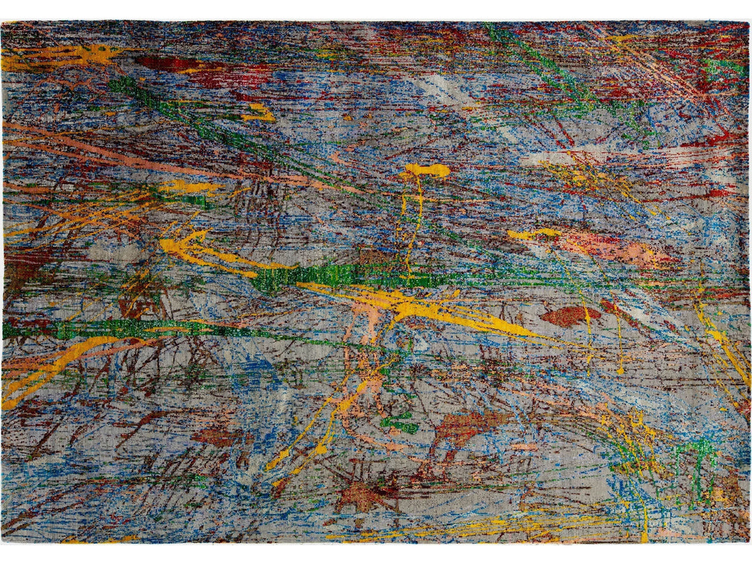 Modern Wool and Silk Rug 10 X 14