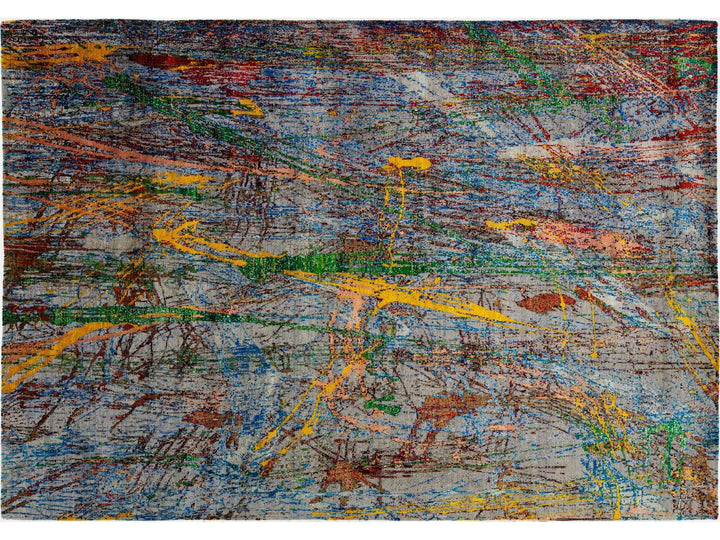 Modern Wool and Silk Rug 10 X 14