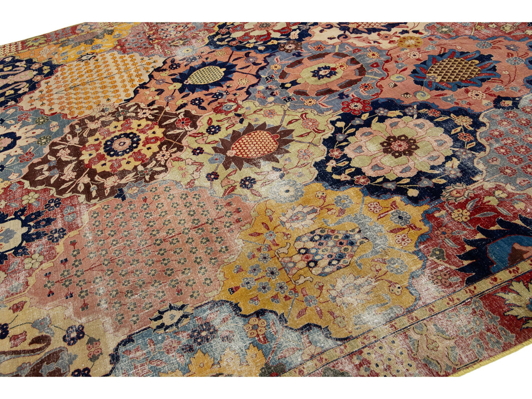 Antique Tabriz Wool Rug 10 X 13