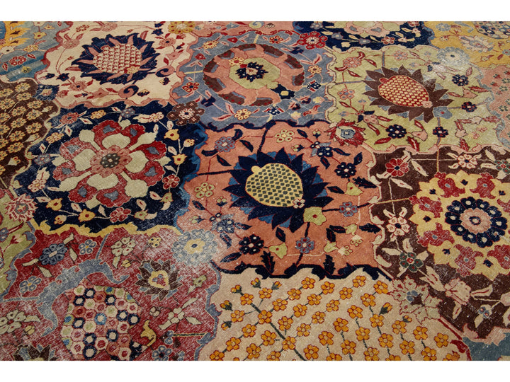 Antique Tabriz Wool Rug 10 X 13