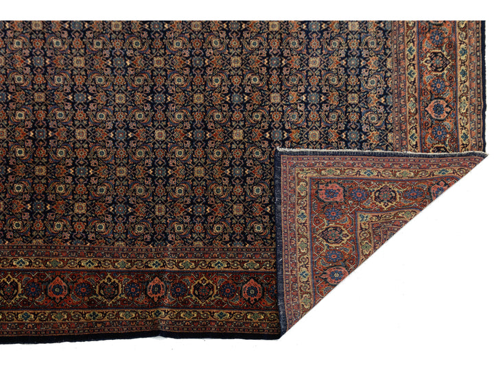 Antique Senneh Wool Rug 9 X 12