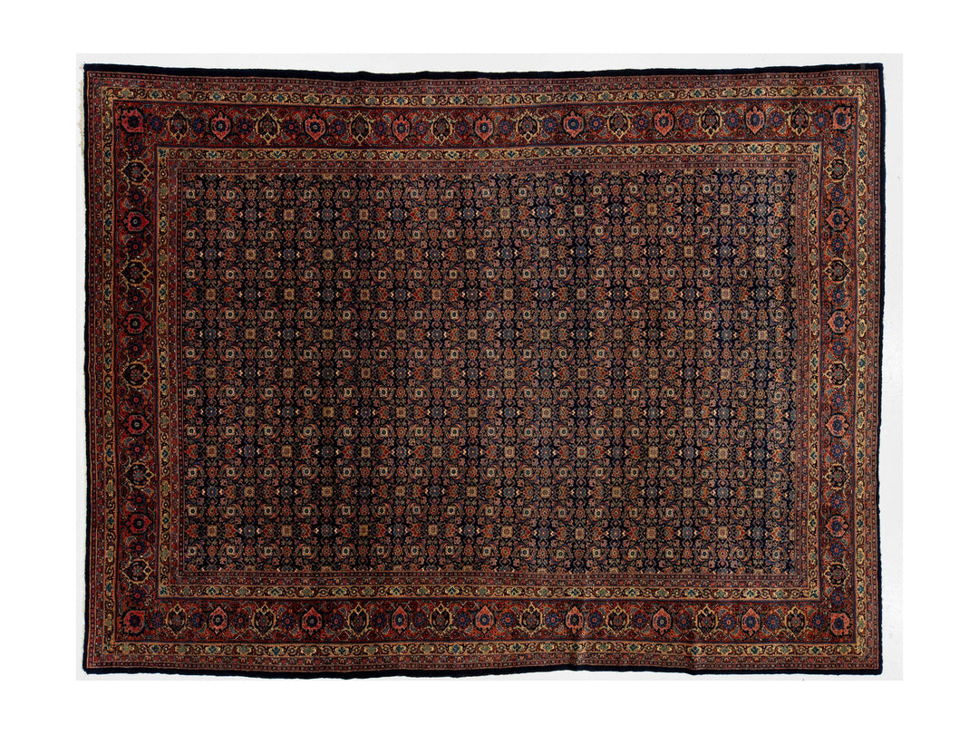 Antique Senneh Wool Rug 9 X 12