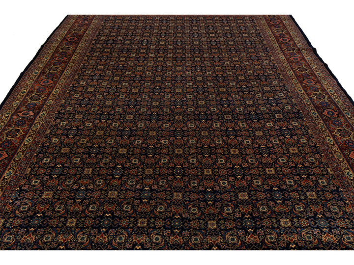 Antique Senneh Wool Rug 9 X 12