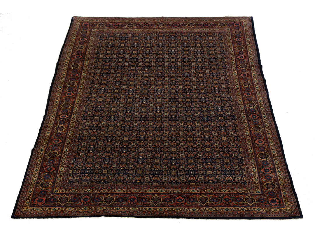 Antique Senneh Wool Rug 9 X 12