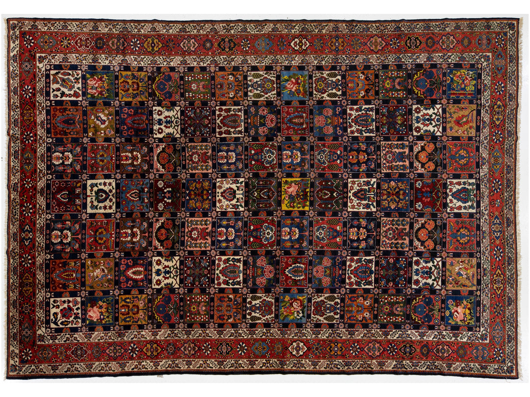 Antique Bakhtiari Wool Rug 12 X 18