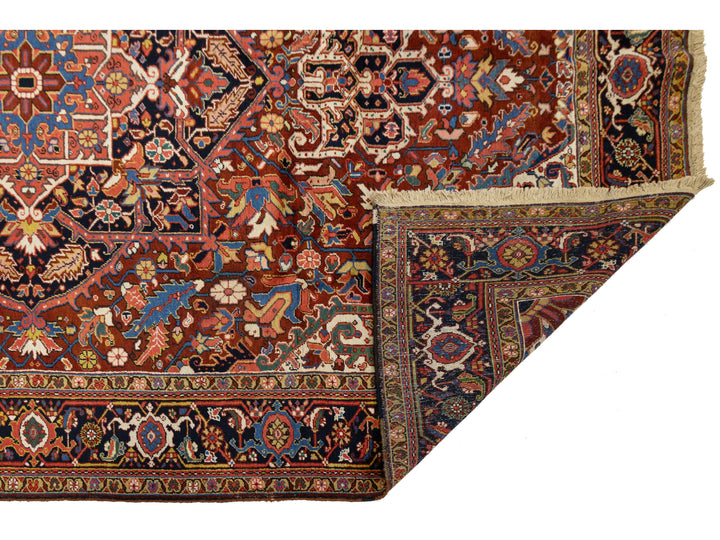 Antique Heriz Wool Rug 9 X 12