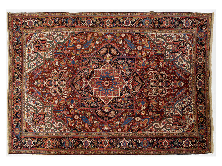 Antique Heriz Wool Rug 9 X 12