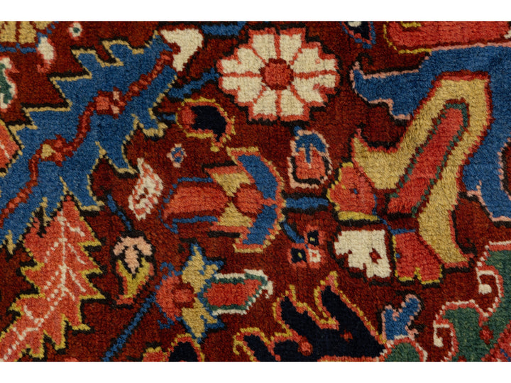 Antique Heriz Wool Rug 9 X 12