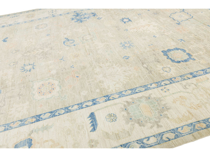 Modern Oushak Wool Rug 12 X 15
