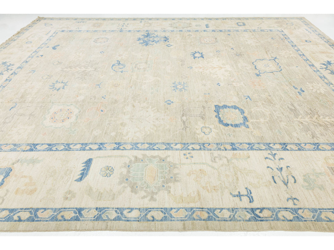 Modern Oushak Wool Rug 12 X 15