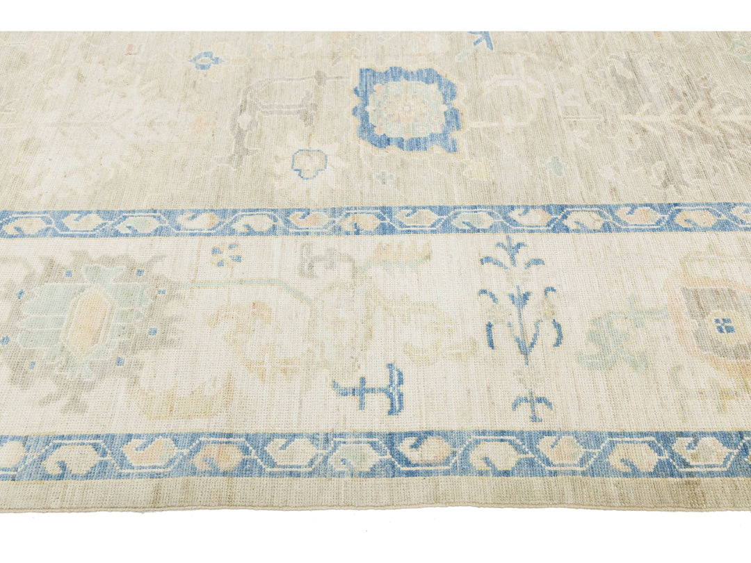 Modern Oushak Wool Rug 12 X 15