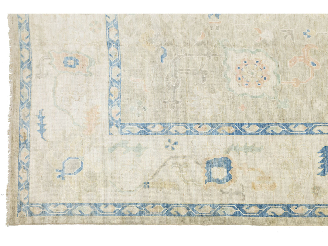 Modern Oushak Wool Rug 12 X 15