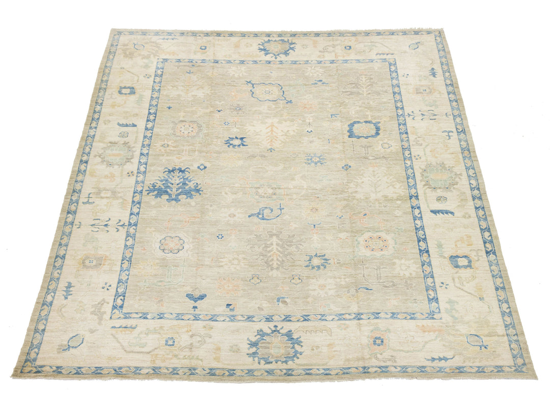 Modern Oushak Wool Rug 12 X 15