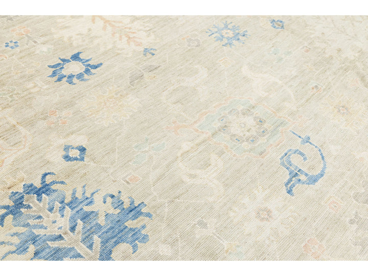 Modern Oushak Wool Rug 12 X 15