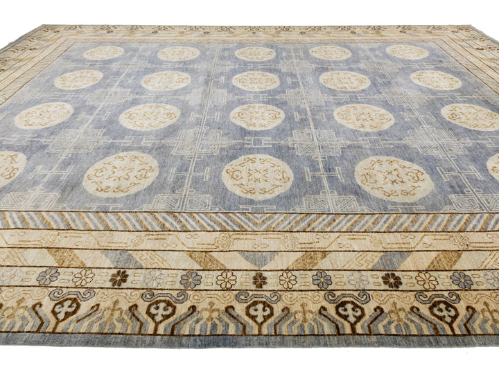 Modern Khotan Wool Rug 14 X 19
