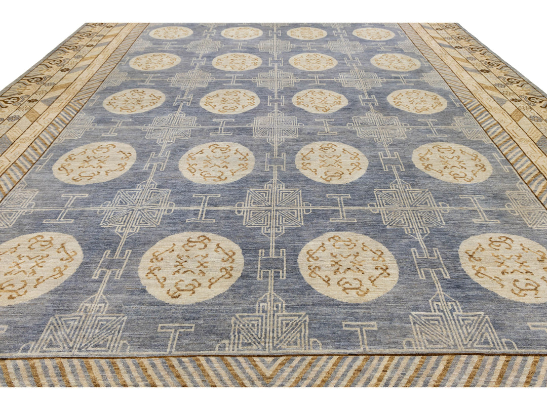 Modern Khotan Wool Rug 14 X 19