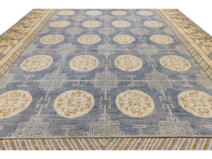 Modern Khotan Wool Rug 14 X 19
