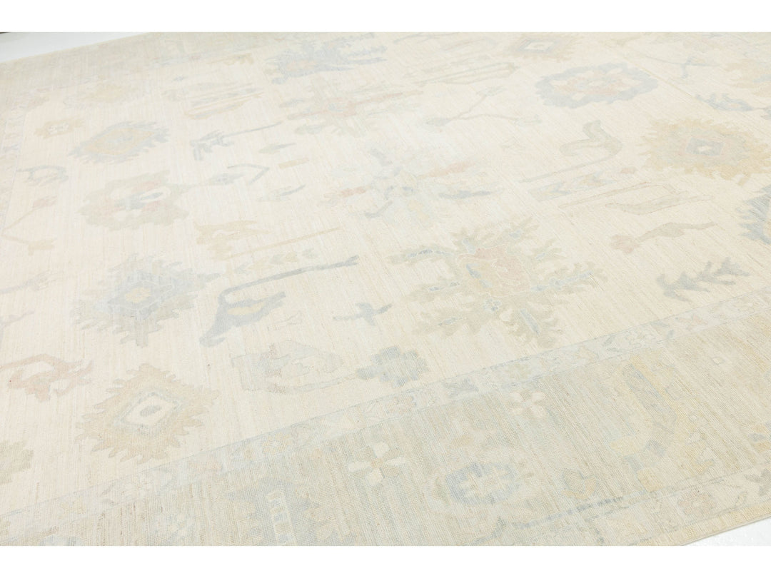 Modern Oushak Wool Rug 13 X 15