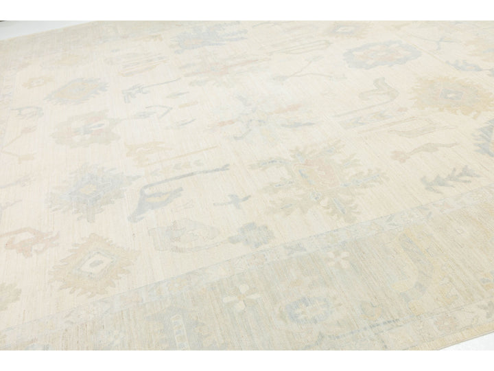 Modern Oushak Wool Rug 13 X 15