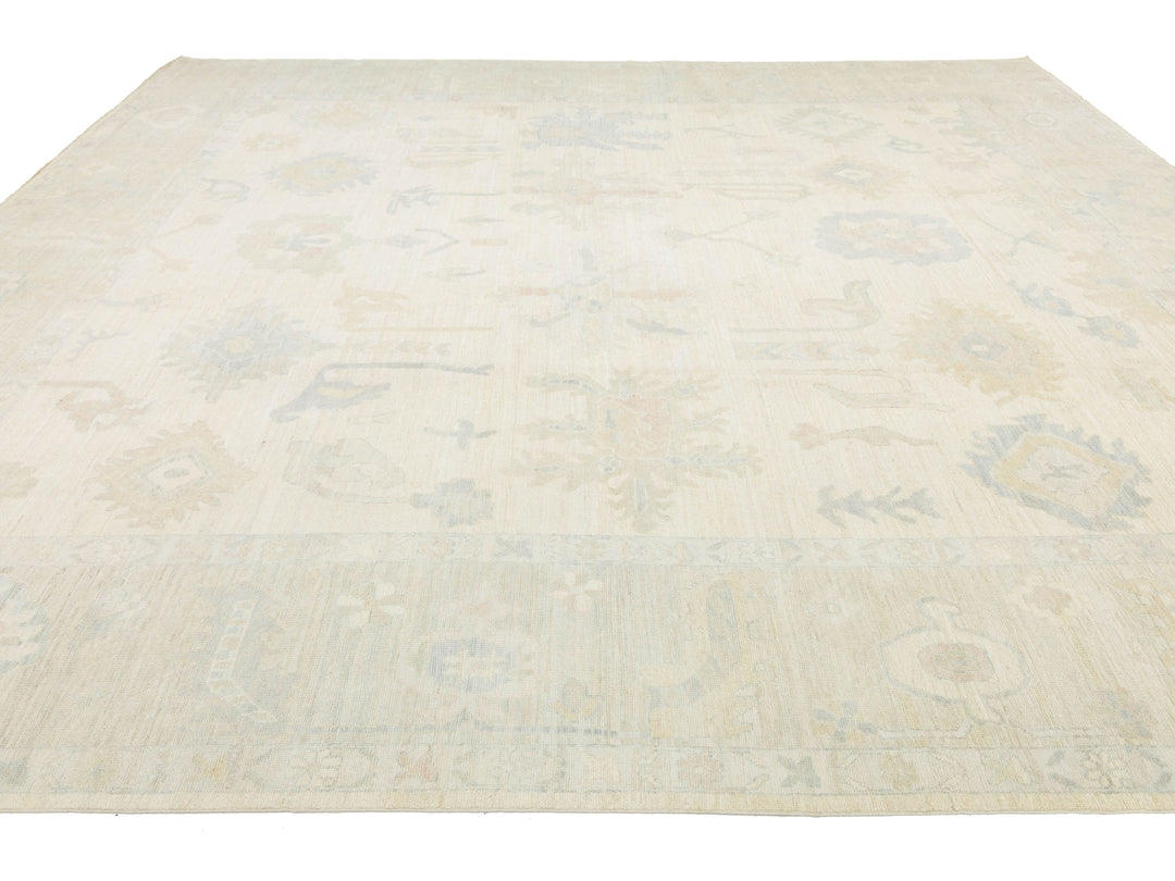 Modern Oushak Wool Rug 13 X 15