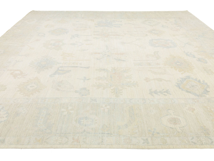 Modern Oushak Wool Rug 13 X 15