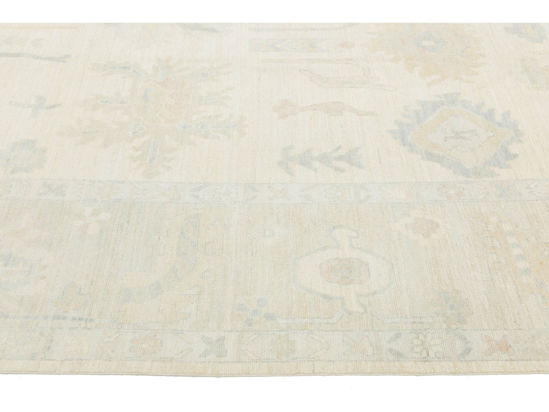 Modern Oushak Wool Rug 13 X 15