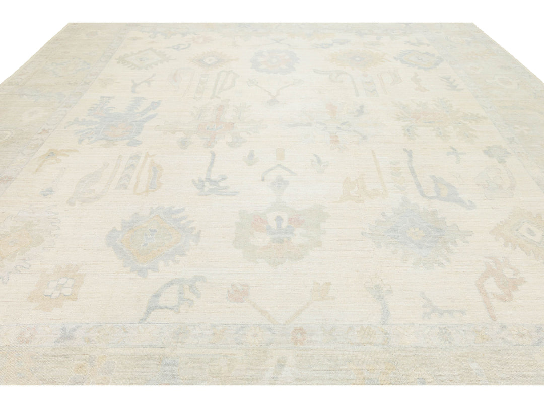 Modern Oushak Wool Rug 13 X 15