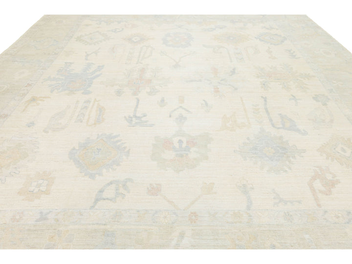 Modern Oushak Wool Rug 13 X 15