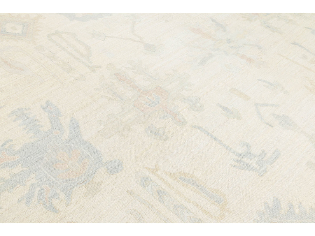 Modern Oushak Wool Rug 13 X 15