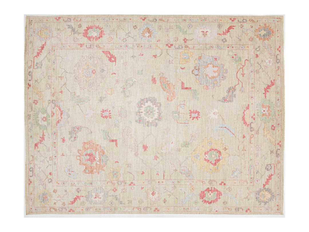 Modern Oushak Wool Rug 13 X 17