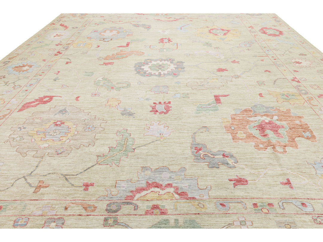 Modern Oushak Wool Rug 13 X 17