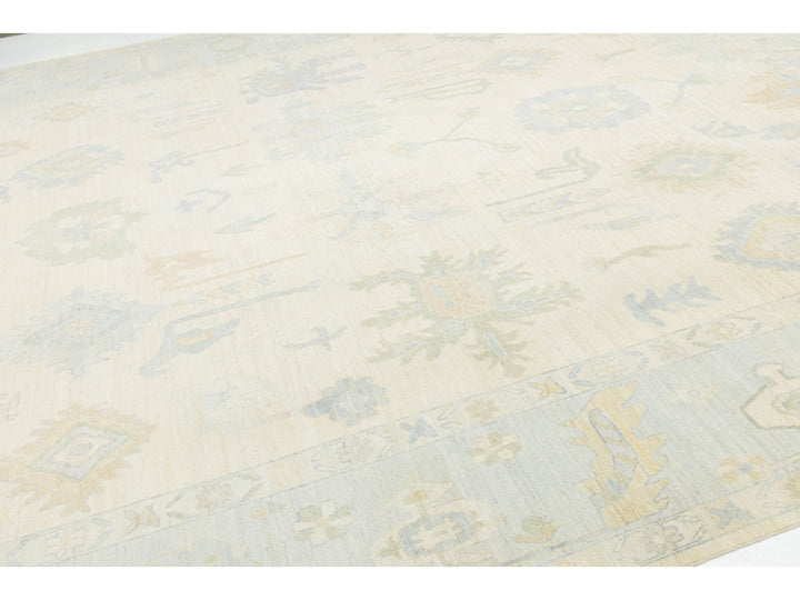 Modern Oushak Wool Rug 13 X 15