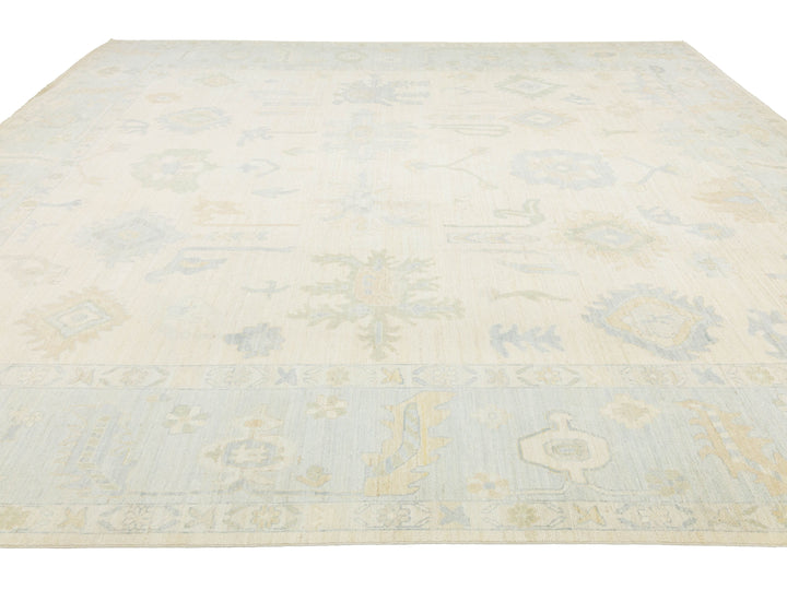 Modern Oushak Wool Rug 13 X 15