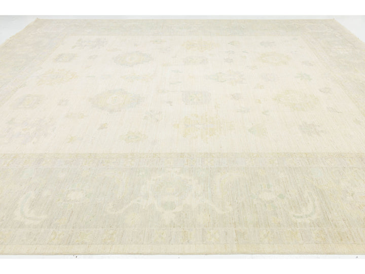 Modern Oushak Wool Rug 12 X 15