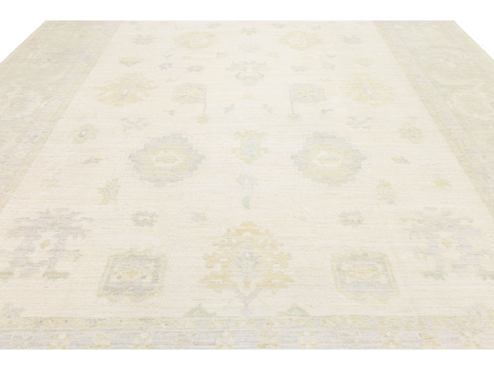 Modern Oushak Wool Rug 12 X 15
